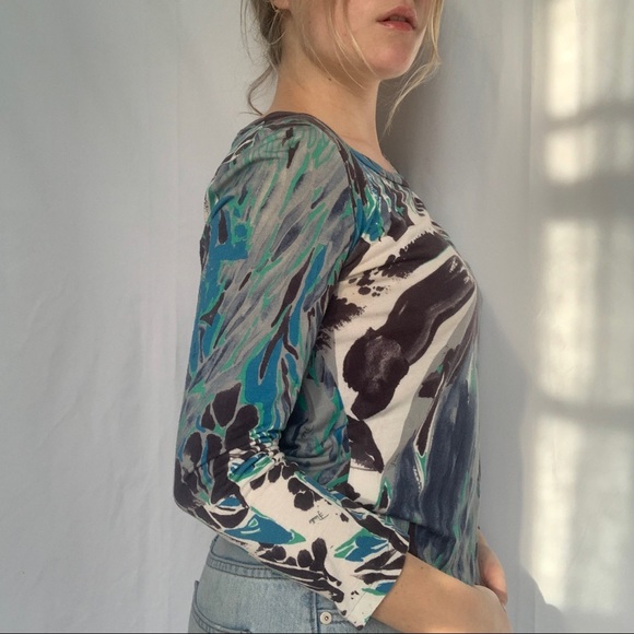 Emilio Pucci Psychedelic, Watercolor 90s Top - Picture 3 of 9